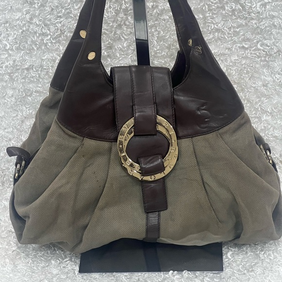 BVLGARI Handbags - Bvlgari Canvas and Leather Chandra Hobo Bag
